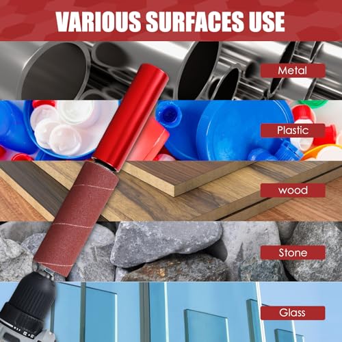 Drum Sander Set, Portable Rubber Sanding Drum Spindle Sander Adapter, Hand-Held Spindle Sanding Drum with 120 Grit Sandpaper Drum, Sanding Sleeves Power Drill Driven Drum Sander