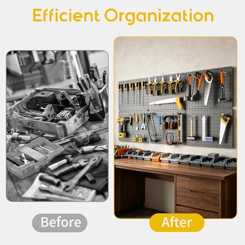 Pegboard Organizer Kit, 6 Pack 12 x 16 in Steel Metal with 6 Bins, Gray - color: Gray, size: 14.76"x10.82"- 6 Pcs