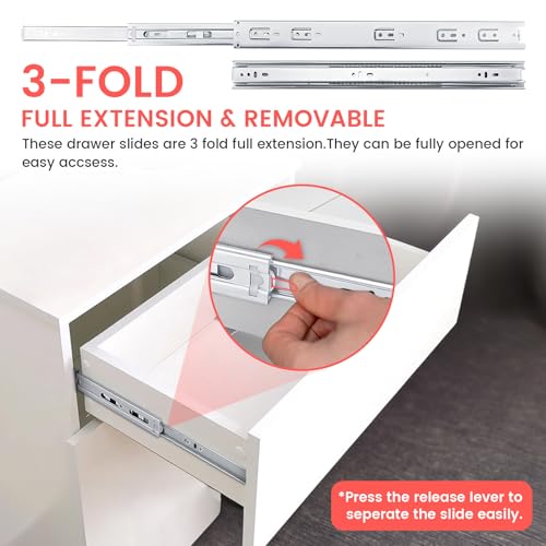 homdiy Side Mount Drawer Slides 14 Inch 1 Pair Heavy Duty 100 LB Capacity - size: 14 Inch