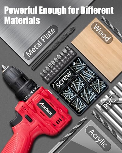 AVID POWER 12V Brushless Cordless Power Drill Driver Set 28Nm 2.0Ah Battery - color: Red