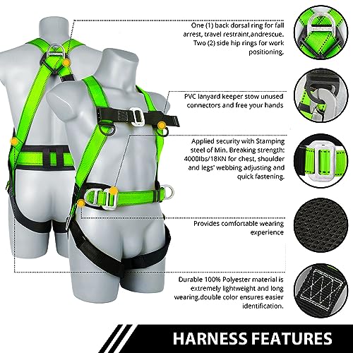 TT TRSMIMA Safety Harness Fall Protection Kit: Roofing Harness for Work - style: Green