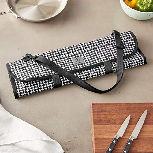 Mercer Culinary 7-Pocket Knife Roll Storage Bag, Houndstooth - style: 7-pocket Knife Roll Storage Bag, Houndstooth