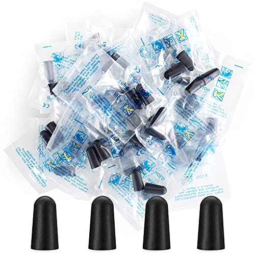 100 Pairs Black Foam Ear Plugs, 33dB NRR, Individually Wrapped - color: Black