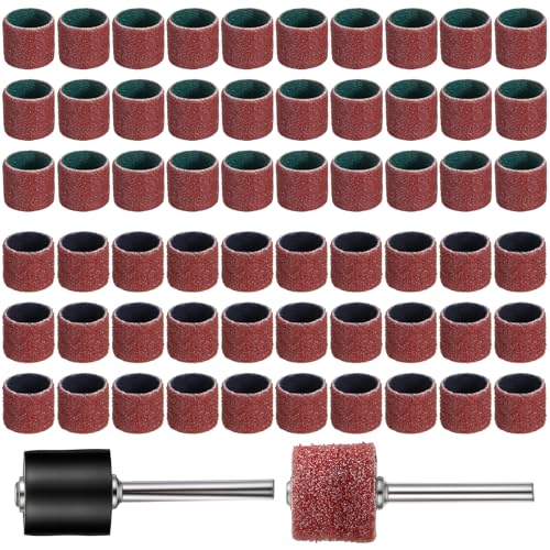 62 Pcs Pet Nail Grinder Replacement Kit With Grit Sanding Bands Nail Sanding Bands Dog Nail Grinder Replacement Heads Black Grinding Drums Pet Smoother Claw Care Dog Claw Grooming Supplies (80#/120#)