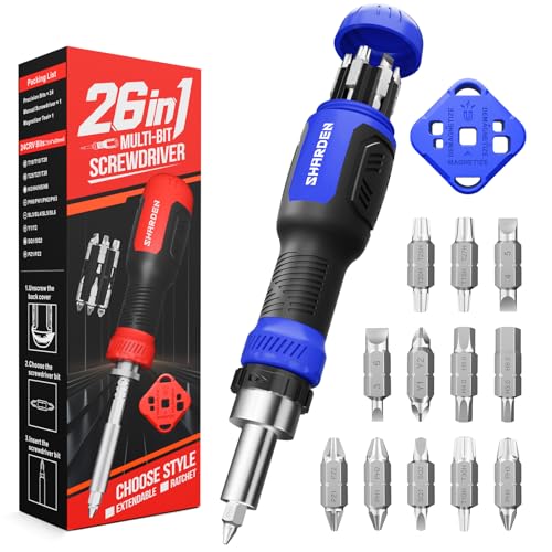 SHARDEN 26-in-1 Ratcheting Screwdriver Set Multi Screwdriver Tool Kit - color: Blue, size: Ratchet-NonExtendable