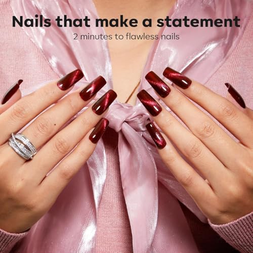 modelones Nail Polish Set, 6 Colors Red Burgundy Cat Eye Nail Polish - color: A2 Dark Red