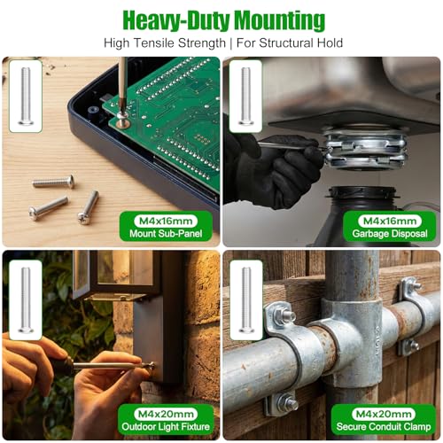 451Pcs M4 Phillips Pan Head Machine Screws Nuts Washers Set,304 SS | With Flat & Spring Washers, For Furniture Repairs & Diy,M4x5/6/8/10/12/16/20mm, Clear Label Storage Box - size: 451Pcs M4*5/6/8/10/12/16/20mm