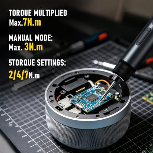 Electric Screwdriver Cordless, Max 7Nm Mini Electric Screwdriver 3-Speed Torque, 5V Power Screwdriver Set with 29 S2 Bits and Magnetic Case for Household Electronics Repair DIY