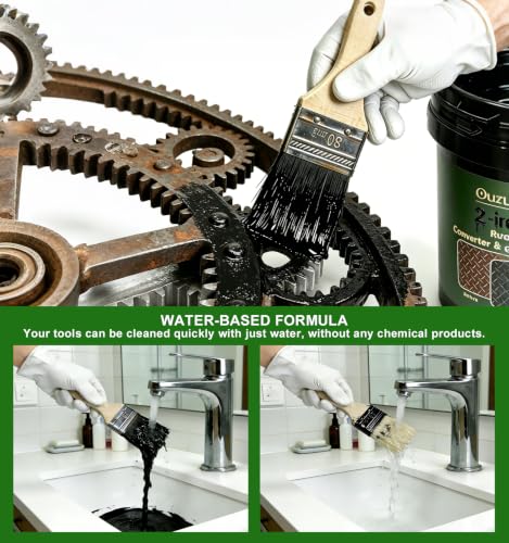 2 in 1 Rust Converter for Metal, 35OZ Black Rust Reformer, Heat Resistant Rust Encapsulator Inhibitor Paint for Car Chassis, Truck Frame, Trailer,Fence, Railing, Metal Surfaces