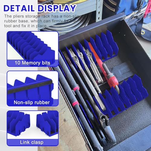 Pliers Organizer 2‑Pack, Expandable 20‑Slot Tool Rack - color: blue