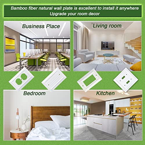Pure White Classic Beadboard Wall Plates,Light Switch Covers,Electrical Outlet Covers, Switch Plates of Various Combination, Nature Bamboo Fiber Wall plate (1 Gang Toggle 4 Pack) - style: 1 Gang Toggle 4 Pack