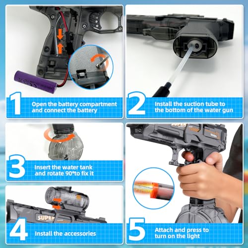 4Pcs Electric Water Gun for Kids Adults, Water Guns Squirt Gun - style: Backpack