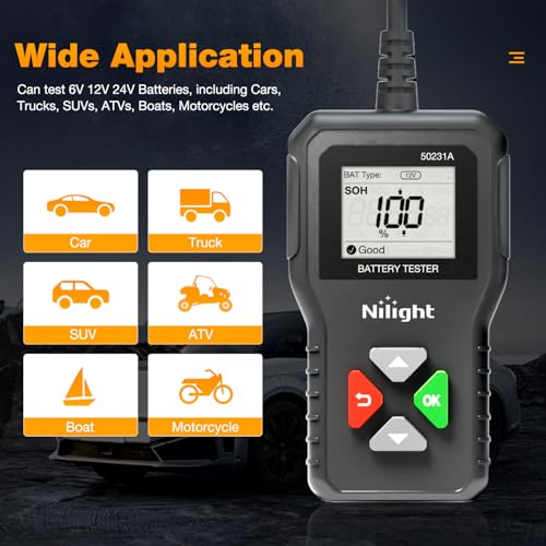 Nilight Car Battery Tester 6V/12V/24V Accurate Digital Auto Analyzer - color: 6-24v Battery Tester