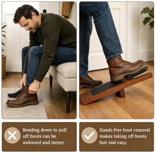 Premium Wood Boot Jack, Heavy Duty Cowboy Boot Remover Tool - color: Brown