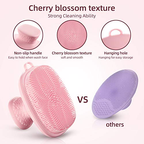 Silicone Face Scrubber for Men and Women， 2Pack Facial Cleansing Brush Silicone Face Wash Brush Manual Waterproof Cleansing Skin Care Face Brushes for Cleansing and Exfoliating (Blue_Pink) - color: Blue Pink