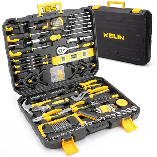 KELIN 155PCS Household Tool Set with Toolbox Ratcheting Screwdriver Sockets