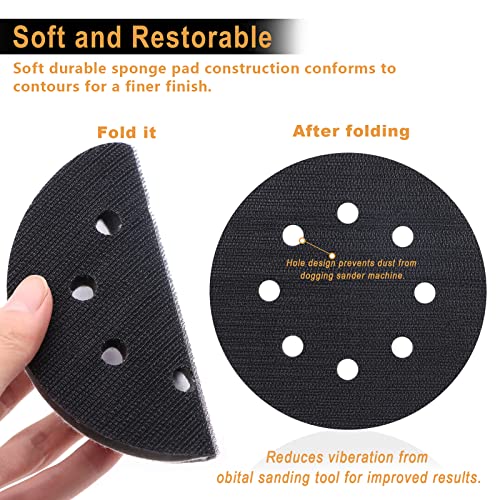6 Pack 5 Inch 8 Hole Interface Pads - Foam Sanding Pads for Orbital Sander - size: 5 inch 8 Hole - 6 Pack