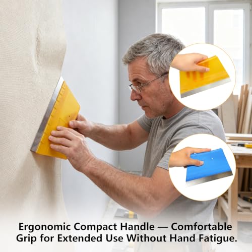 2 Pack 8 Inch Paint Edger & Trim Guard, Stainless Steel Cutting-in Tool, Painter's Tape Alternative for Ceilings, Baseboards, Door Frames & Trim, Yellow & Blue
