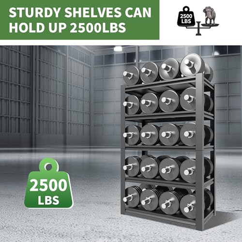 Garage Shelving,72" H Garage Shelves Heavy Duty, 3000Lbs 5 Tier Adjustable Garage Storage Shelves Suitable for Warehouse, Basement, Workshop,Require Assembly, 24" D*48" W *72" H(Black) - color: Black, size: 23.62"D*47.24"W*72.05"H