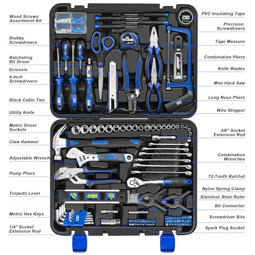 Prostormer 259-Piece Tool Kit, General Household Hand Tool Set, Blue - color: Blue