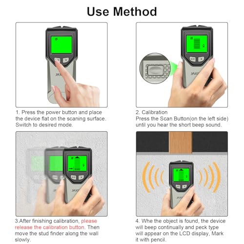 Stud Finder Wall Scanner - 5 in 1 Stud Finder Tool w/Smart Chip and HD LCD Display, Stud Detector Beam Finders for the Center and Edge of Wood AC Wire Metal Studs Joist Pipe (Grayish) - color: Grayish