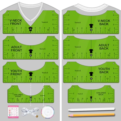 Vowlove T-Shirt Placement Guide for Cricut Heat Press and Vinyl Transfers - color: 02 Green