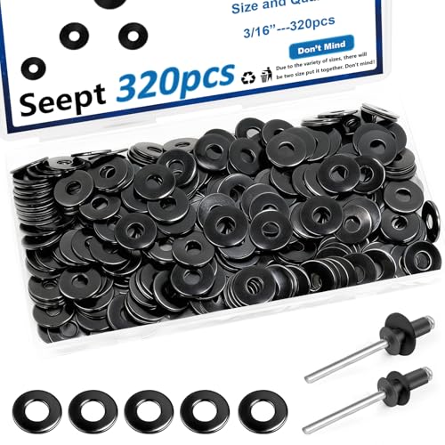 320PCS 3/16 Inch Black Pop Rivet washers for Pop Rivets Diameter 3/16" 304 Stainless Steel pop Rivet Washer Aluminum pop Rivet washers Blind Rivet Washer - color: Black, size: 3/16"