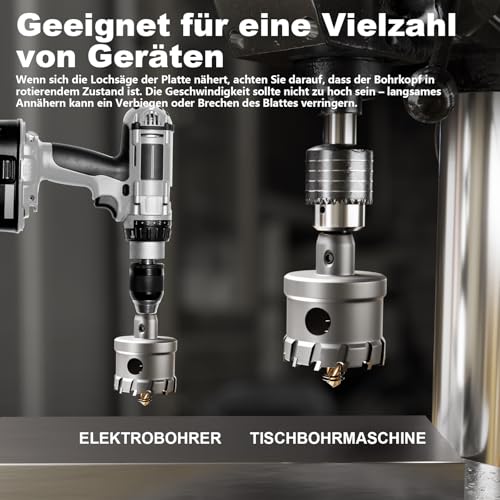 GSTK Upgrade Heavy Duty Carbide Hole Saw 14 Pcs,Metal Steel Hole Saw Drill Bit,TCT Hole Cutter,Alloy Hardness Upgrade, with 2*Extra Titanium Plated Pilot Center Drill and 2*L-Wrench