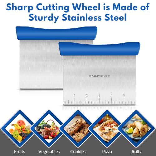 Multi-Purpose Stainless Steel Bench Scraper Dough Blender & Pastry Cutter - color: Dark Blue