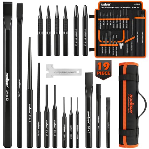 19-Piece Punch and Chisel Set, Pin Punches, Center Punch, Alignment Tools - size: 19-Piece Multi-Tool Set(New Version)