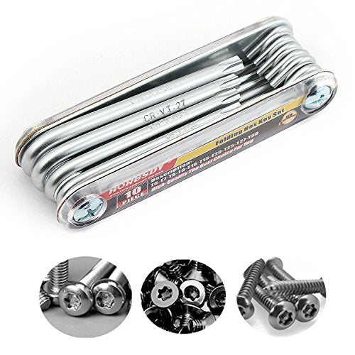 HORUSDY Tamper Proof Star Key Set (Folding) Security Torx Key Set Sizes Include T-6 to T-30 - style: Folding Star Key