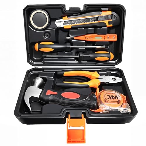 8 Piece Hand Tool Set, High Strength Steel Tools for Home Repair, Car Maintenance, Furniture Assembly with Convenient Storage Case, Basic Tool Kit for Home Use