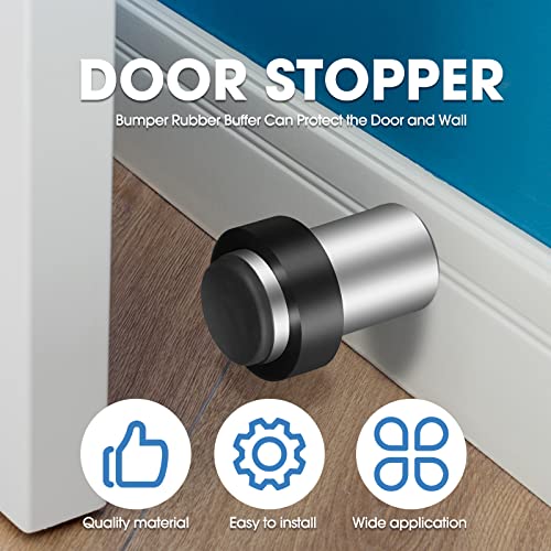 Chumia 6 Pcs Floor Mounted Door Stopper Stainless Steel,Silver - color: Silver