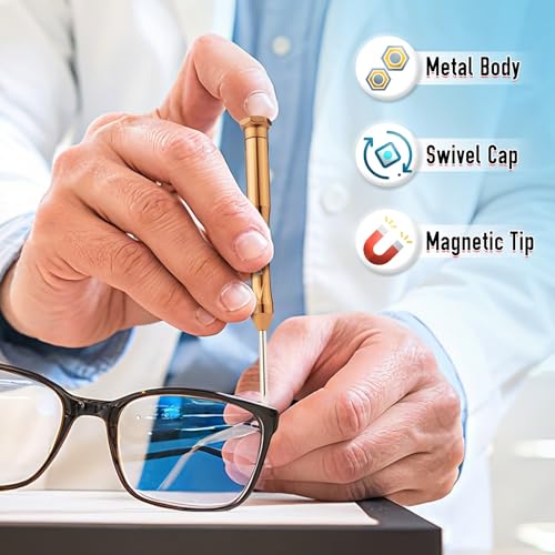 DIYSELF Small Screwdriver Set with Case, 6PCS Magnetic Eyeglass Repair Kit - color: Multicolor