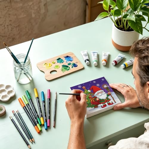 12 Packs Christmas Pre Drawn Canvas to Paint， 6” X 6” Pre Printed Canvas Boards, Pre Stretched Outline Painting Kits for Beginners, Adults, Party Favors & Romantic Craft Activities