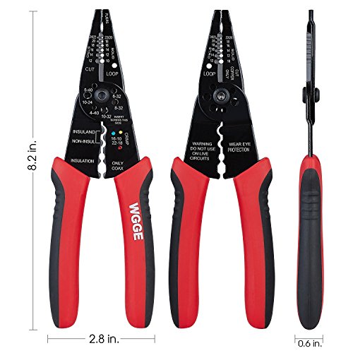 WGGE WG-015 Professional Wire Stripper, Wire Cutter and Wire Crimper 8-inch