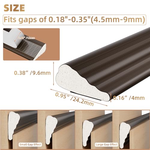 Kneelisa 118” Wedge-Shape Foam Window Weather Stripping Door Seal - color: Brown, size: 118"