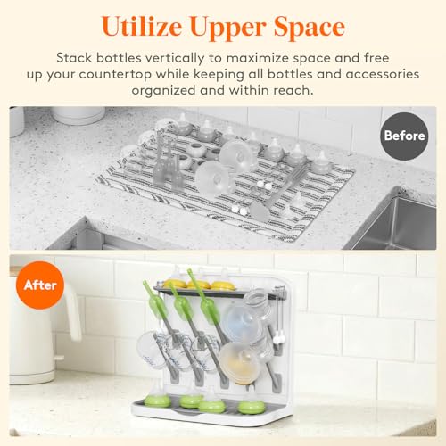 Lifewit 10-Hooks Baby Bottle Drying Rack for Countertop, BPA Free - size: Medium-10 Hooks