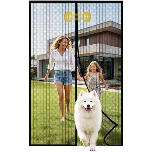 Door Net Screen with Magnet, Fits 72" x 80" Doors, 36 Magnets Auto Close - size: Fits Door 72x80 inch