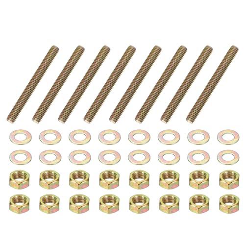 PATIKIL 5/16" x 2-3/4" Color Zinc Fully All Thread Rod, 8 Pcs Carbon Steel Long Threaded Screw Stud Bolts for Furniture Garden Mounting Assembly Fastening - size: 5/16" x 2-3/4"