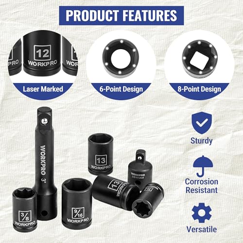 WORKPRO 39PC Drive Black Phosphate Finish CR-V Socket Set(1/4" & 3/8") - color: Black