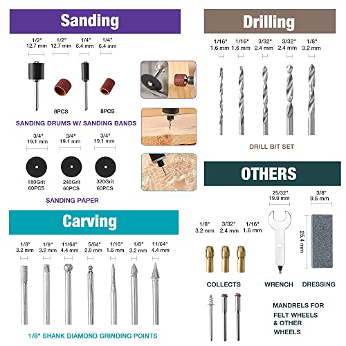 WORKPRO 306PCS Rotary Tool Accessories Kit, Fits Dremel Rotary Tool