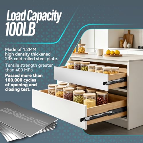 12 inch Locking Full Extension Ball Bearing Black Drawer Slides - color: Black, size: 12 Inch-With Lock