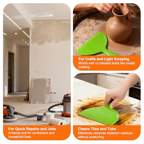 10" Putty Knife 3- Pack Flexible Plastic Drywall Scraper Green