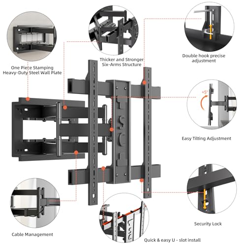 1.7" Ultra Slim TV Wall Mount for for 50-90 inch TV Hold 187 lbs