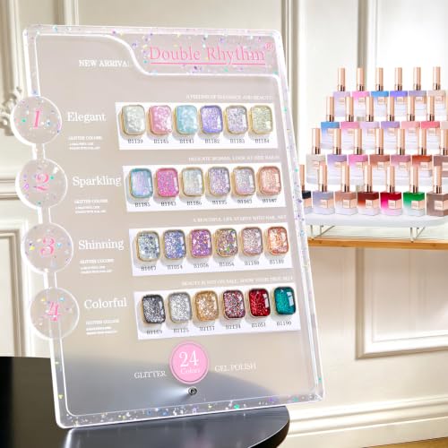 Double Rhythm 28Pcs 0.5Oz Glitter Gel Nail Polish Set Same Color Same Bottle Kit Nail Art Manicure Salon DIY at Home (Sparkle Pearl Shimmer Collection-T24-9) - color: Pearl Glitter Rose Gold