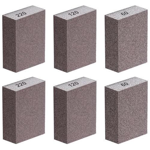 smseace 6Pack Sanding Block 60/120/220 Grit Sandpaper Block Washable and Reusable Sanding Blocks for Wood/Drywall/Metal/Glasses Sanding Block Set Sanding Sponge