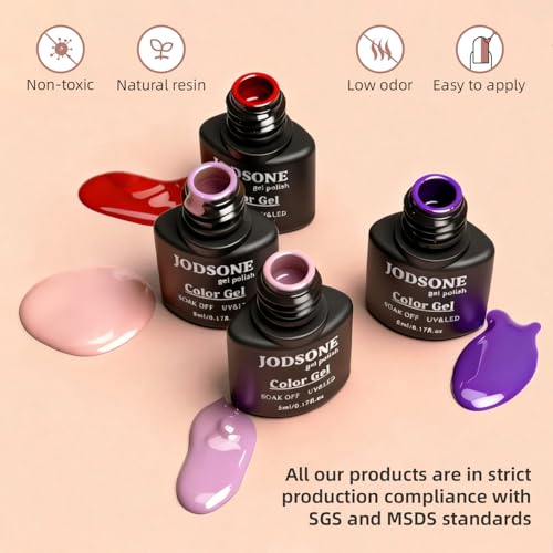 JODSONE 60 PCS Gel Nail Polish Starter Kit with U V Light 55 Colors Gel Polish Base Top Coat for Women and Girls - color: B32