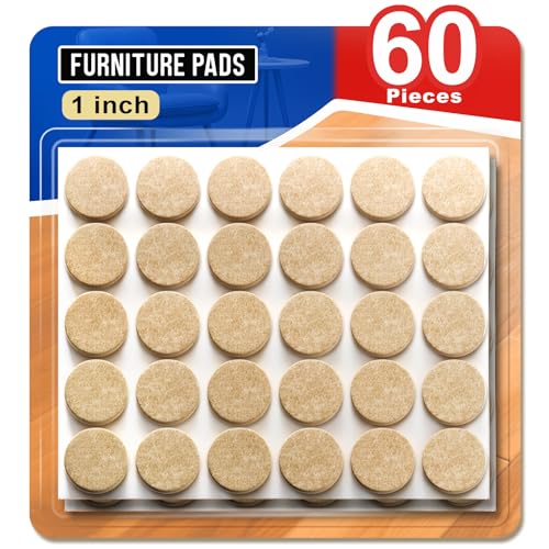 Ansible Felt Furniture Pads Chair Leg Floor Protectors 1" 60PCS - size: 60 PCS 1" Beige, Round