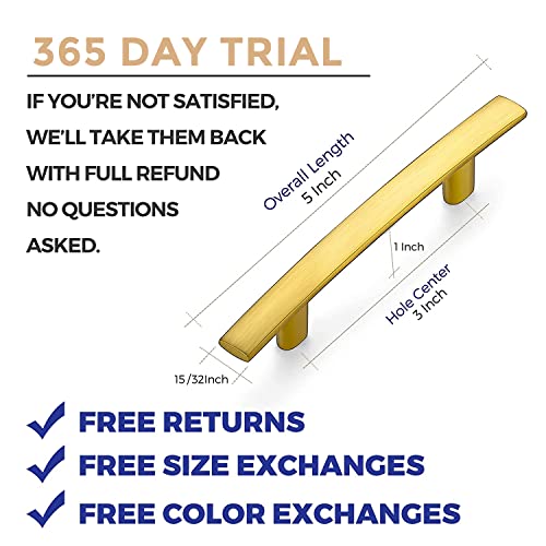 Ravinte Gold Cabinet Pulls Curved Drawer Handles, 3 Inch CC, 30 Pack - color: Gold